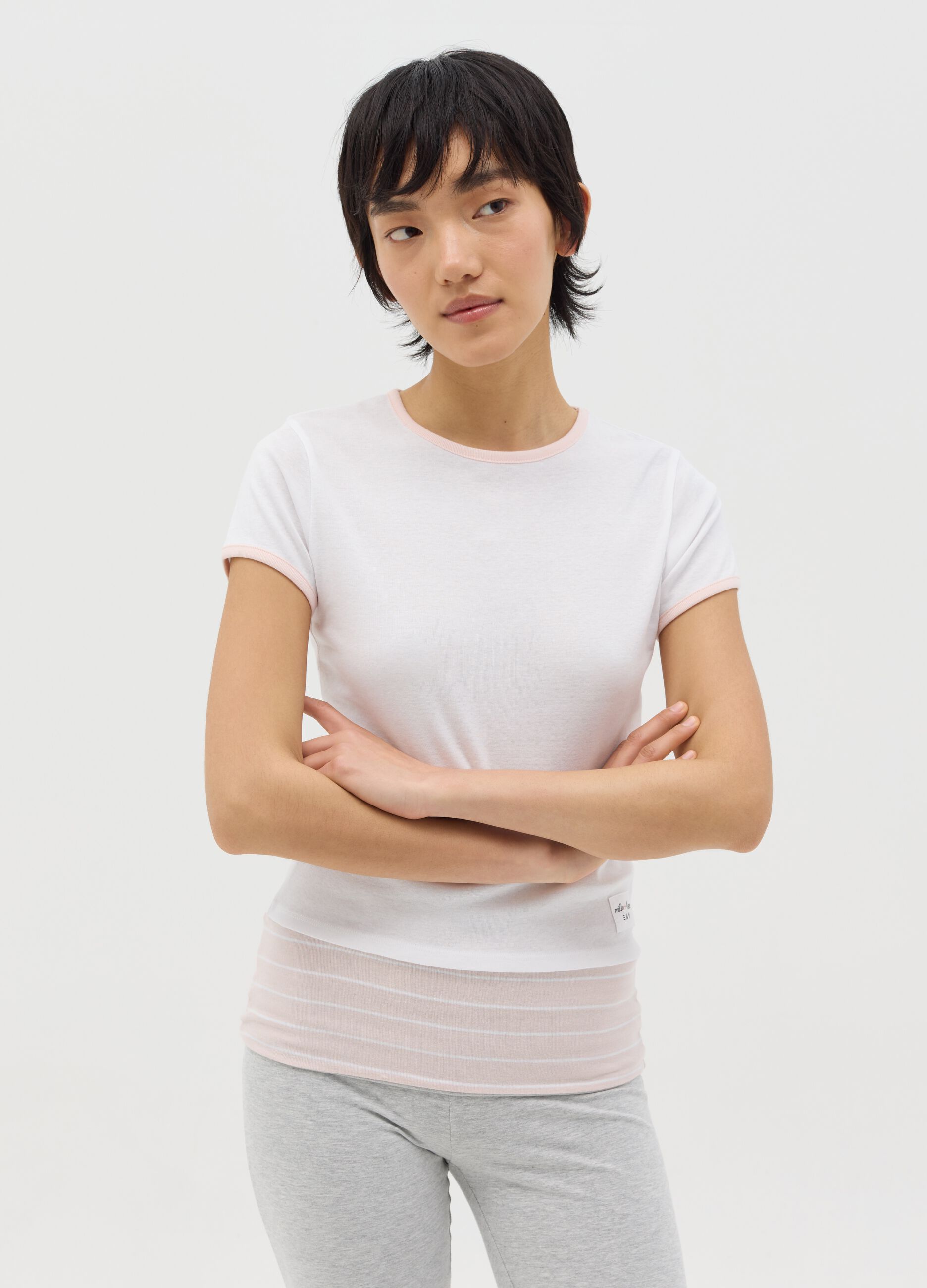 White slim-fit T-shirt in cotton