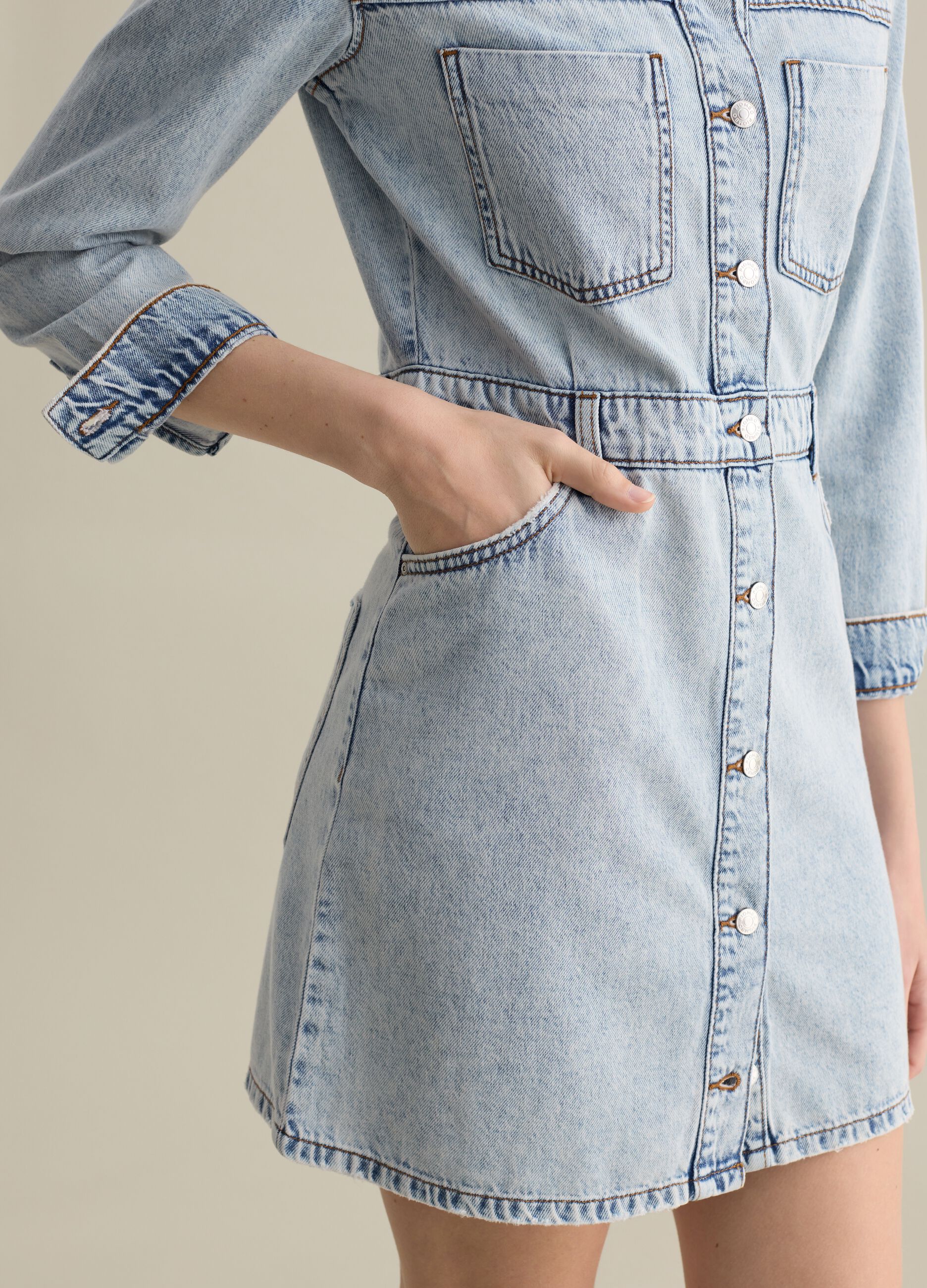 Abito chemisier in denim con bottoni