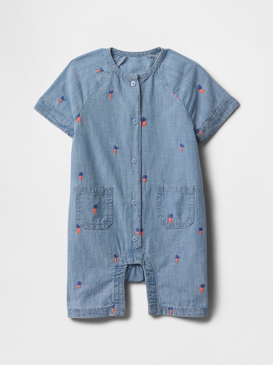 Tutina in denim con ricami_0