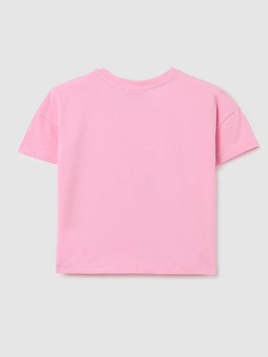 Girls' pink stretch cotton t-shirt regular fit with print_1