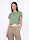 Green cropped T-shirt in cotton_0