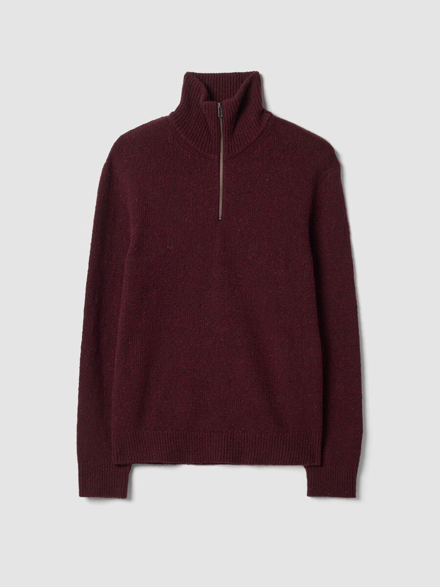 Maglia rossa Half zip in misto cotone e lana_4