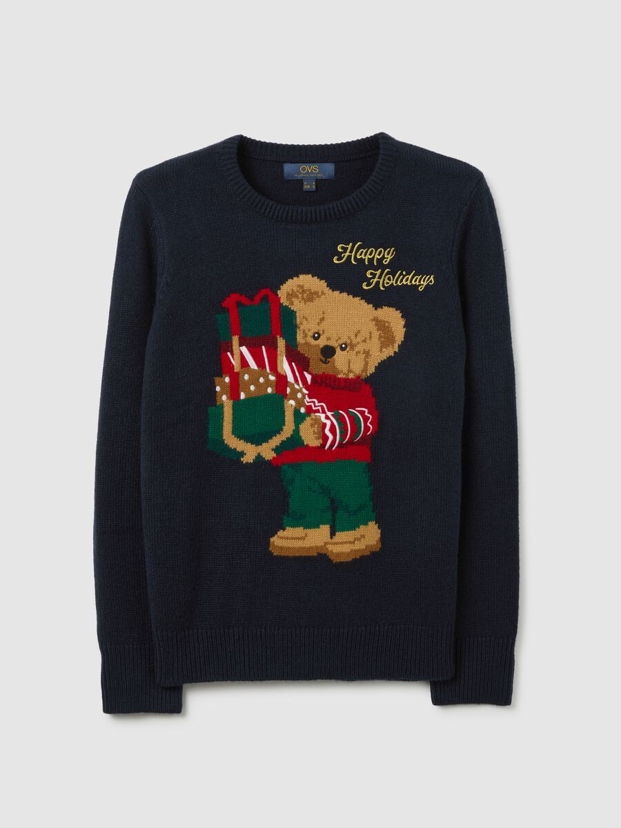 Blue Christmas Crew Neck Jumper Regular Fit_4
