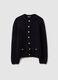Black pure cotton regular fit cardigan with gold buttons_4