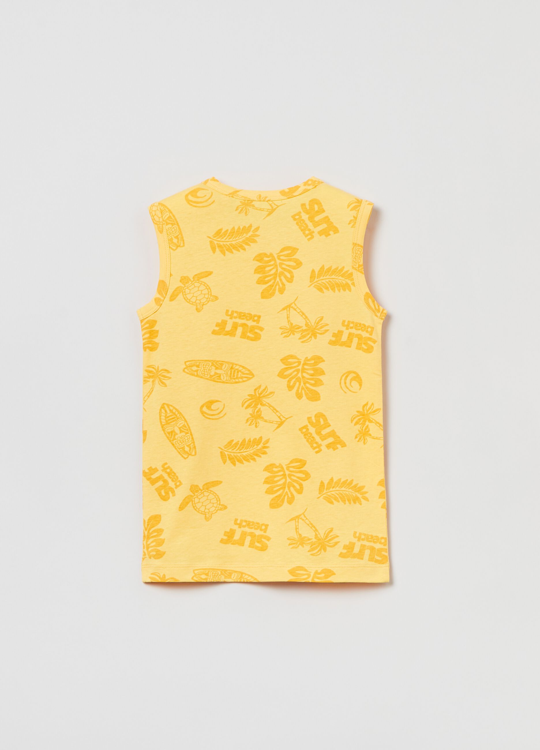 Cotton tank top with surf print