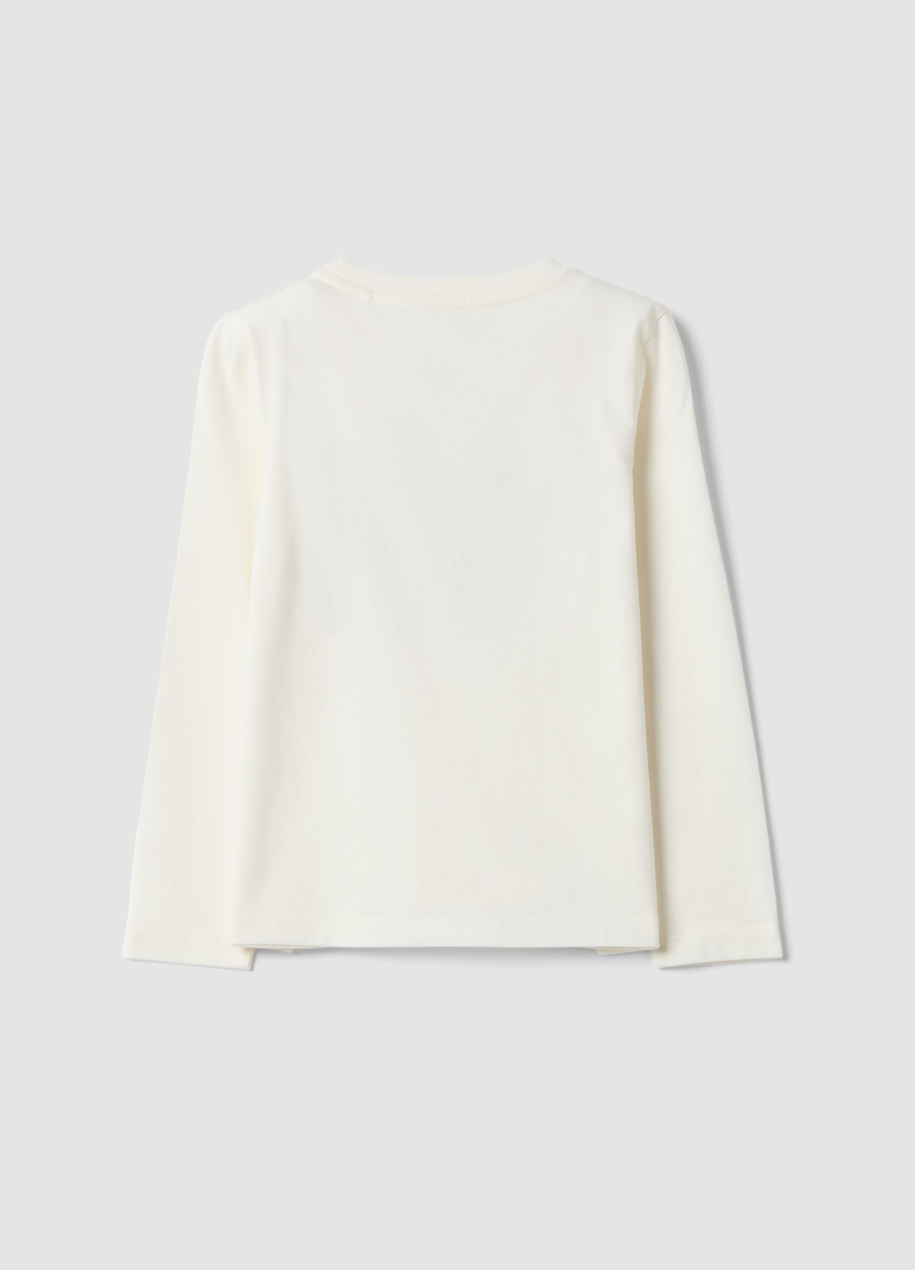 White organic cotton T-shirt with heart print for girls