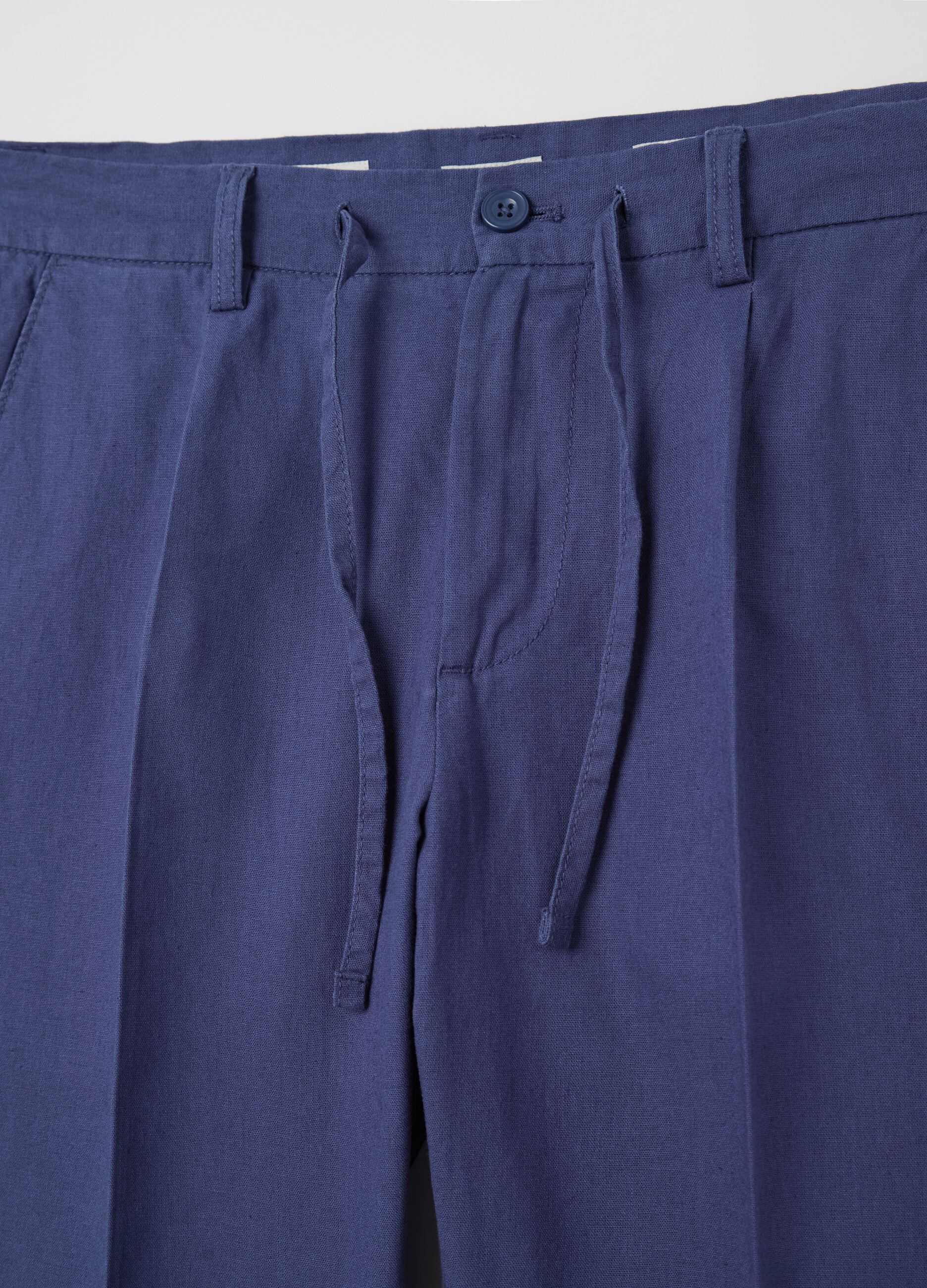 Blue slim-fit chino trousers with drawstring