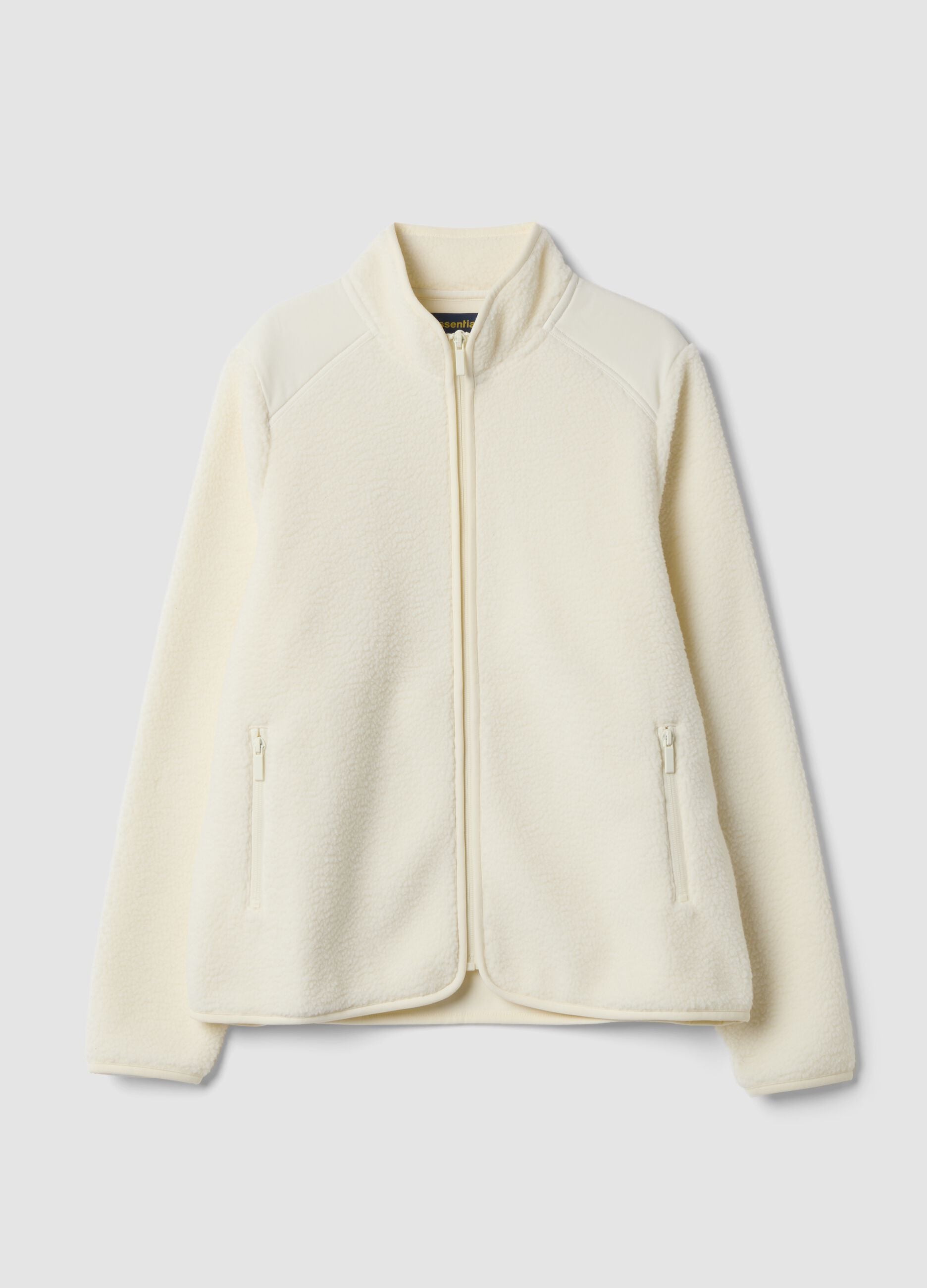 White crew-neck sweatshirt with zip