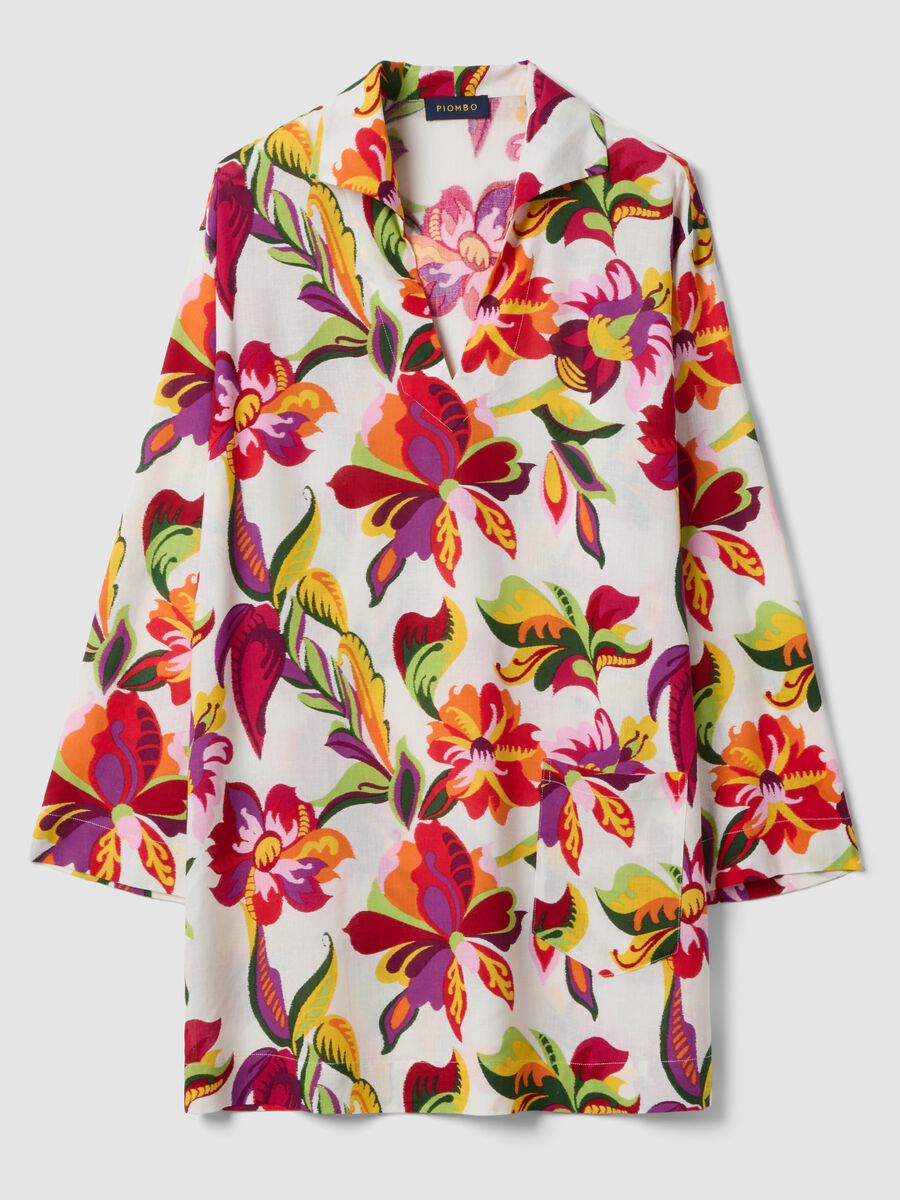 Multicolour viscose-linen blend shirt dress, regular fit_4