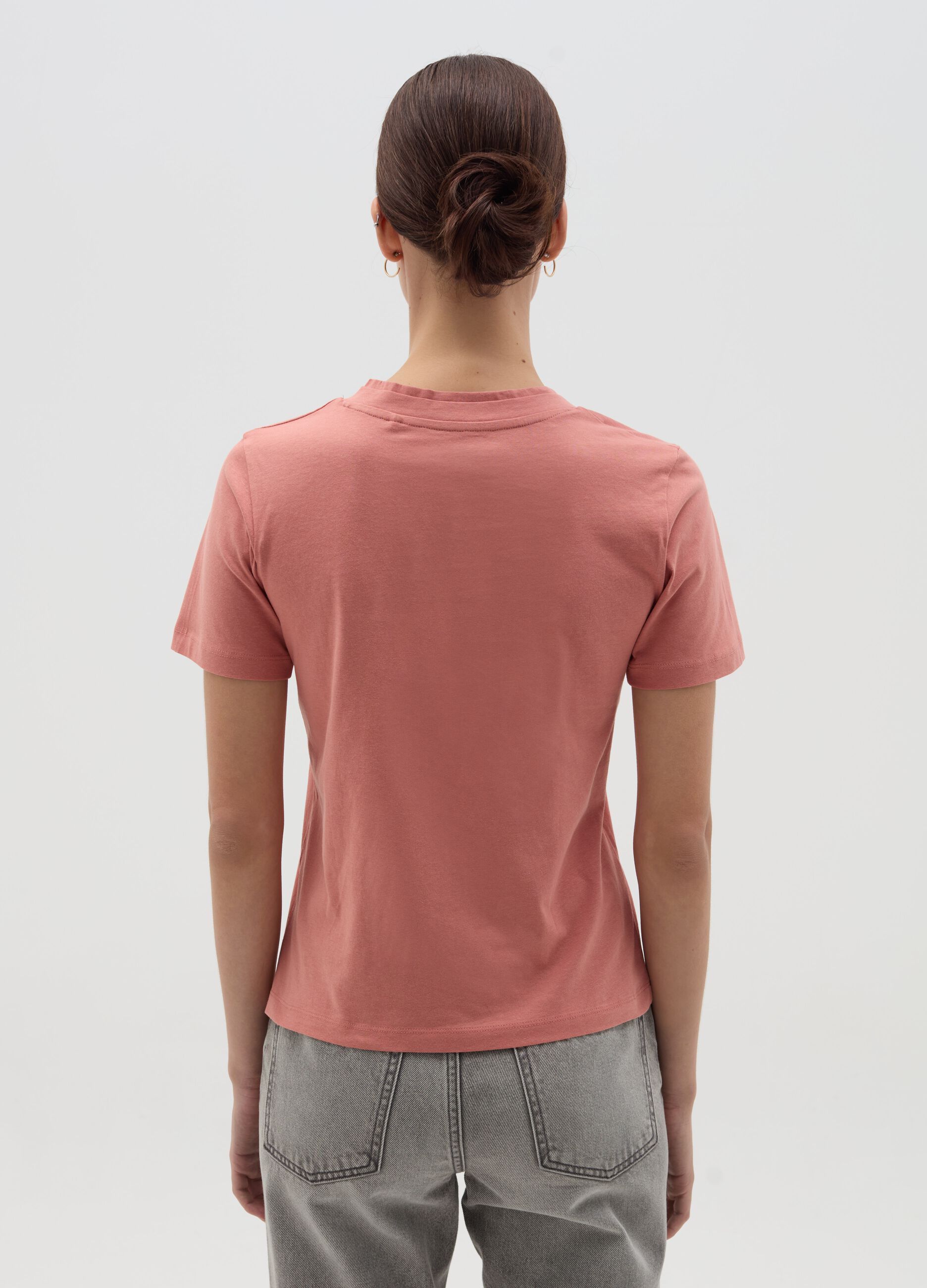 Pink T-shirt with V neck