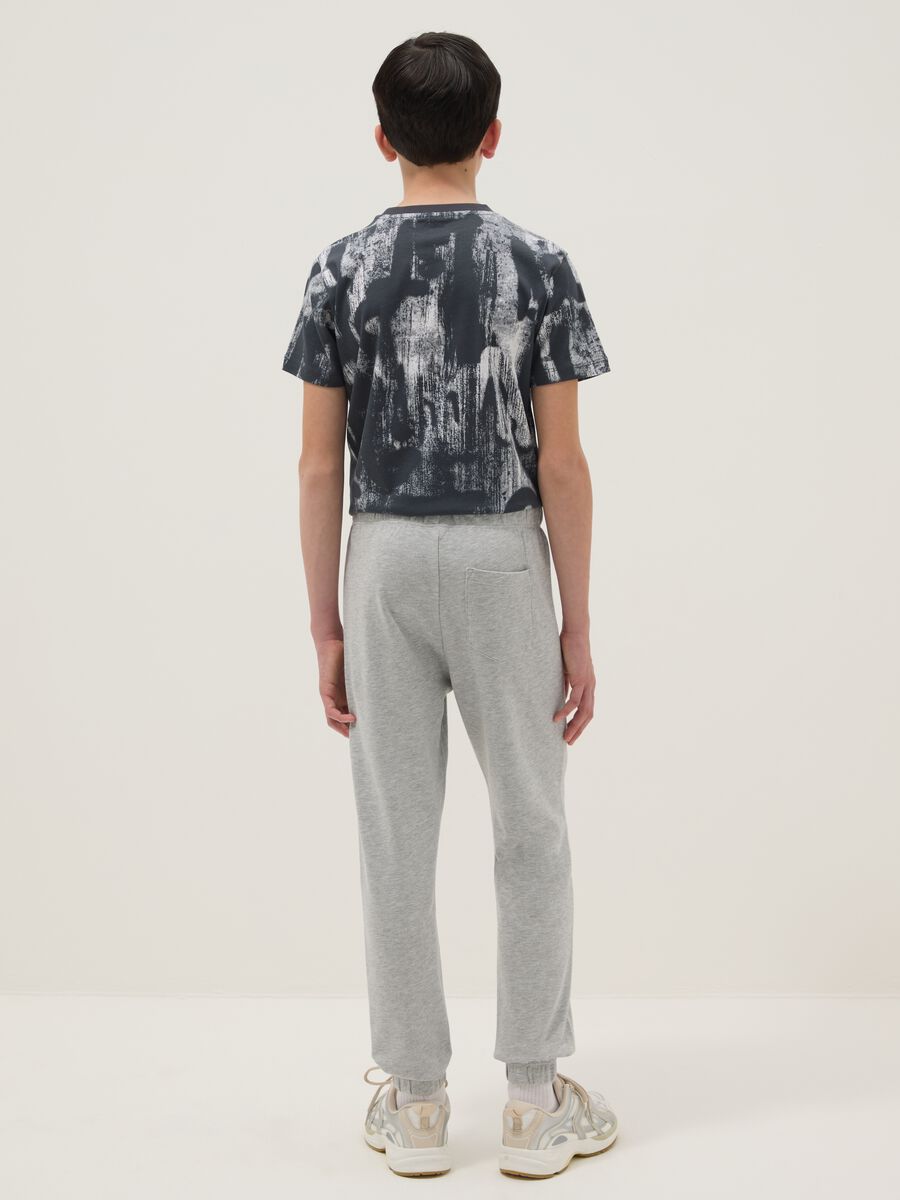 Pantaloni jogger grigi in misto cotone e viscosa da ragazzo regular fit_1