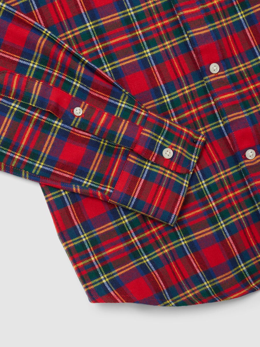 Camicia a quadri multicolor in puro cotone flanella regular fit_5
