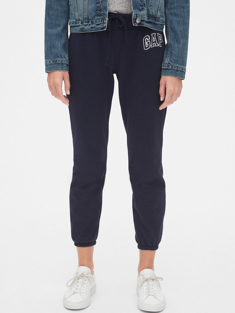 Joggers in felpa con ricamo logo_1