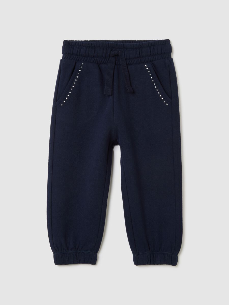 Girls' blue pure cotton joggers regular fit_0