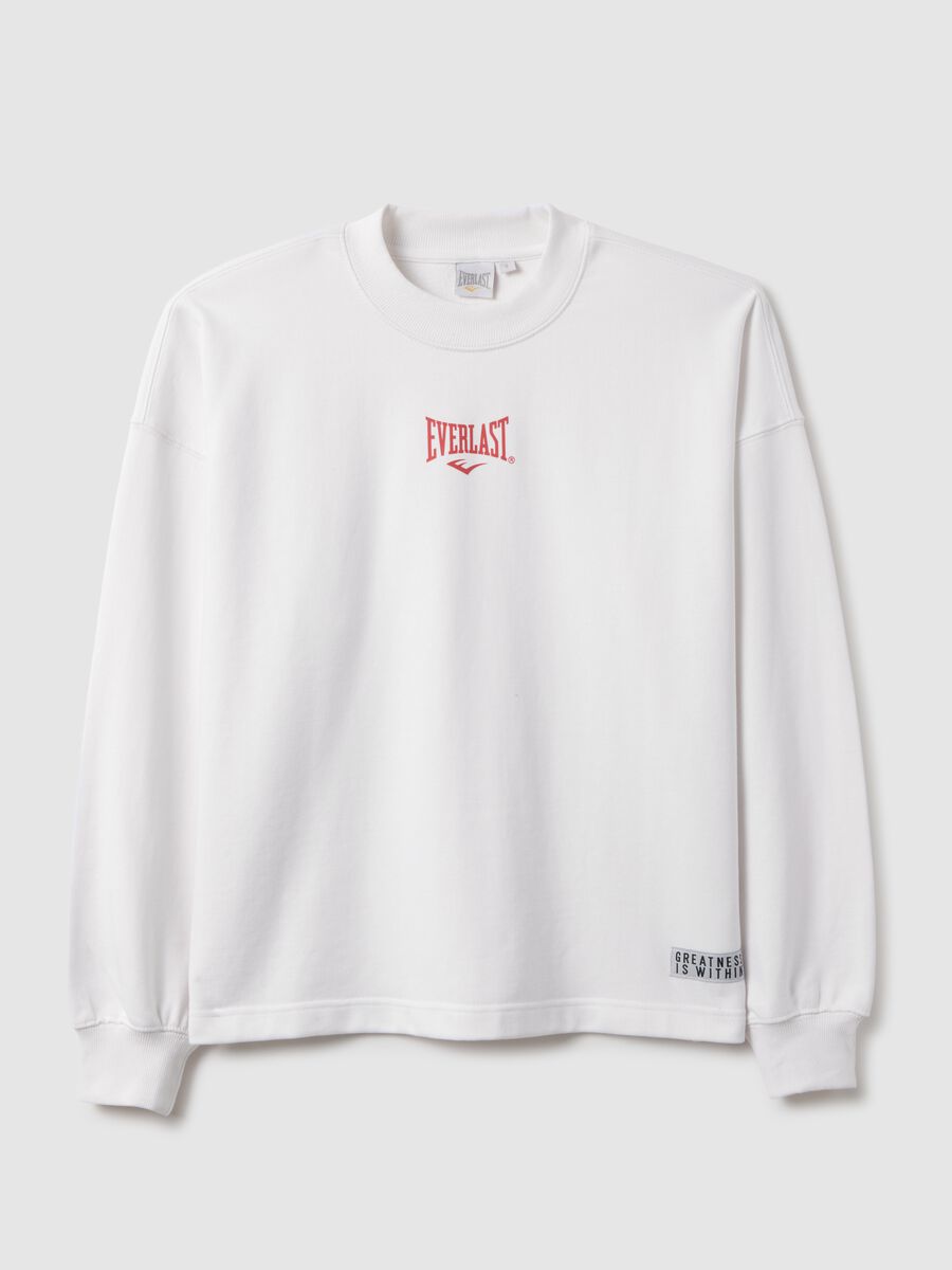 White long sleeve cotton blend regular fit top with logo_4