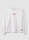 White long sleeve cotton blend regular fit top with logo_4