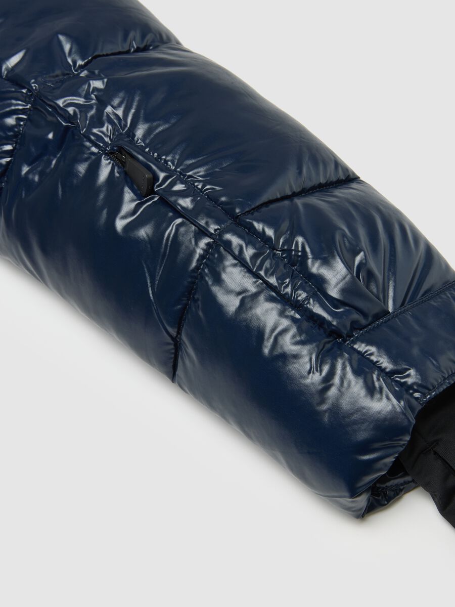 Blue padded regular fit water repellent jacket with zip_2