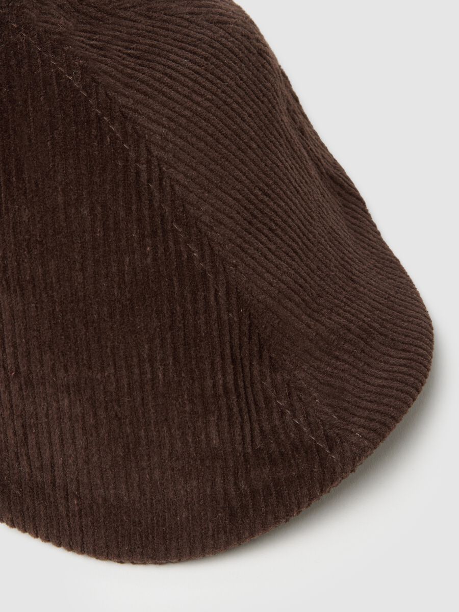 Brown pure cotton corduroy hat_1