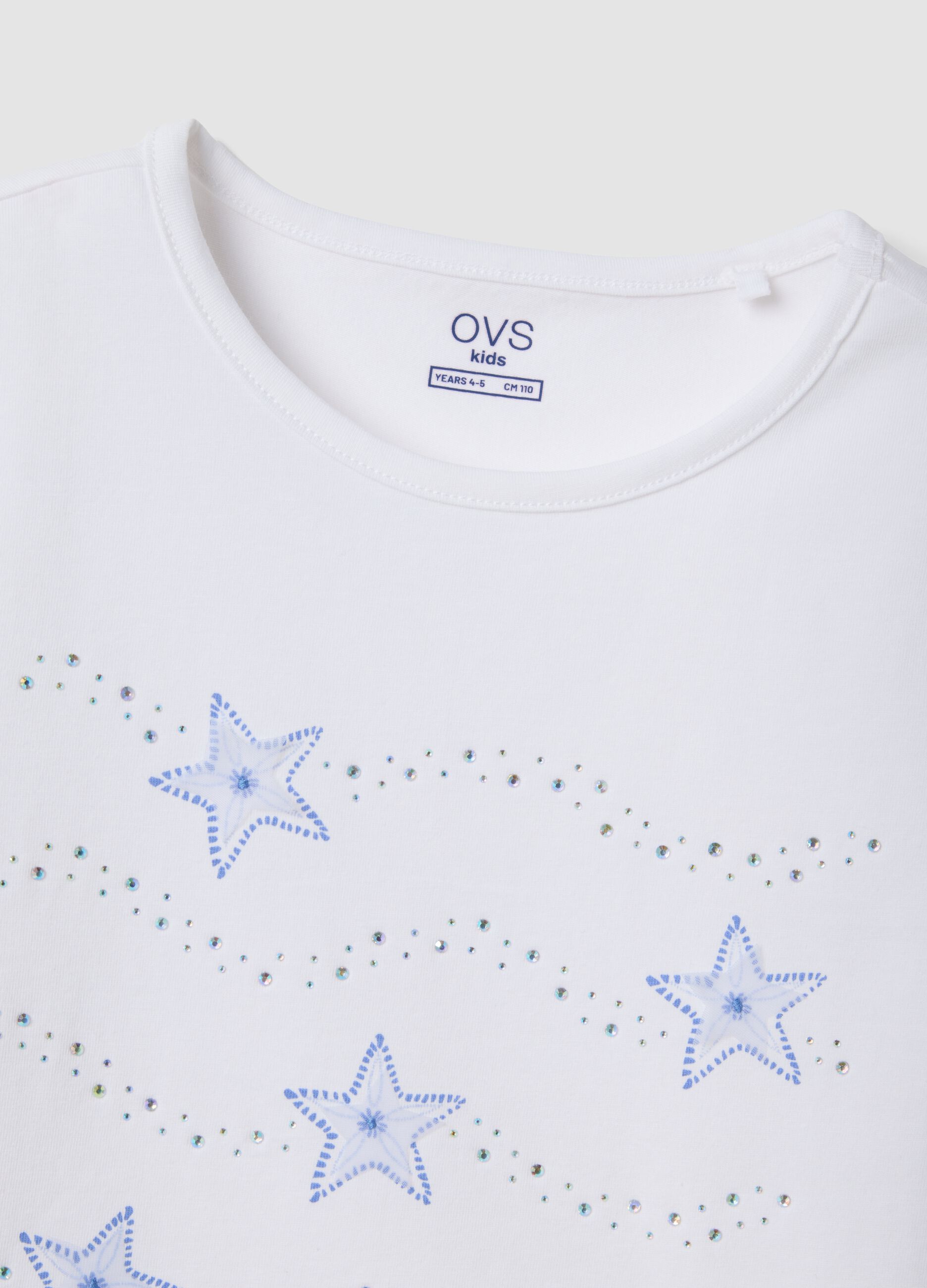 White short-sleeved stretch-cotton T-shirt