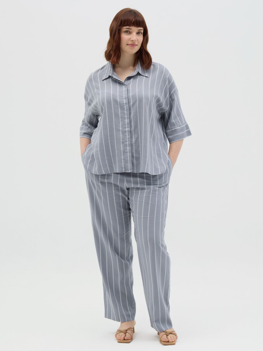 Curvy wide-leg trousers in linen and viscose_0