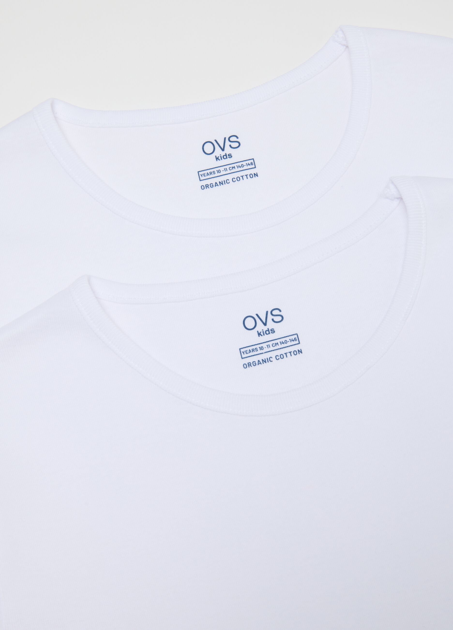 Twin pack of girls' white t-shirts in pure cotton regular fit