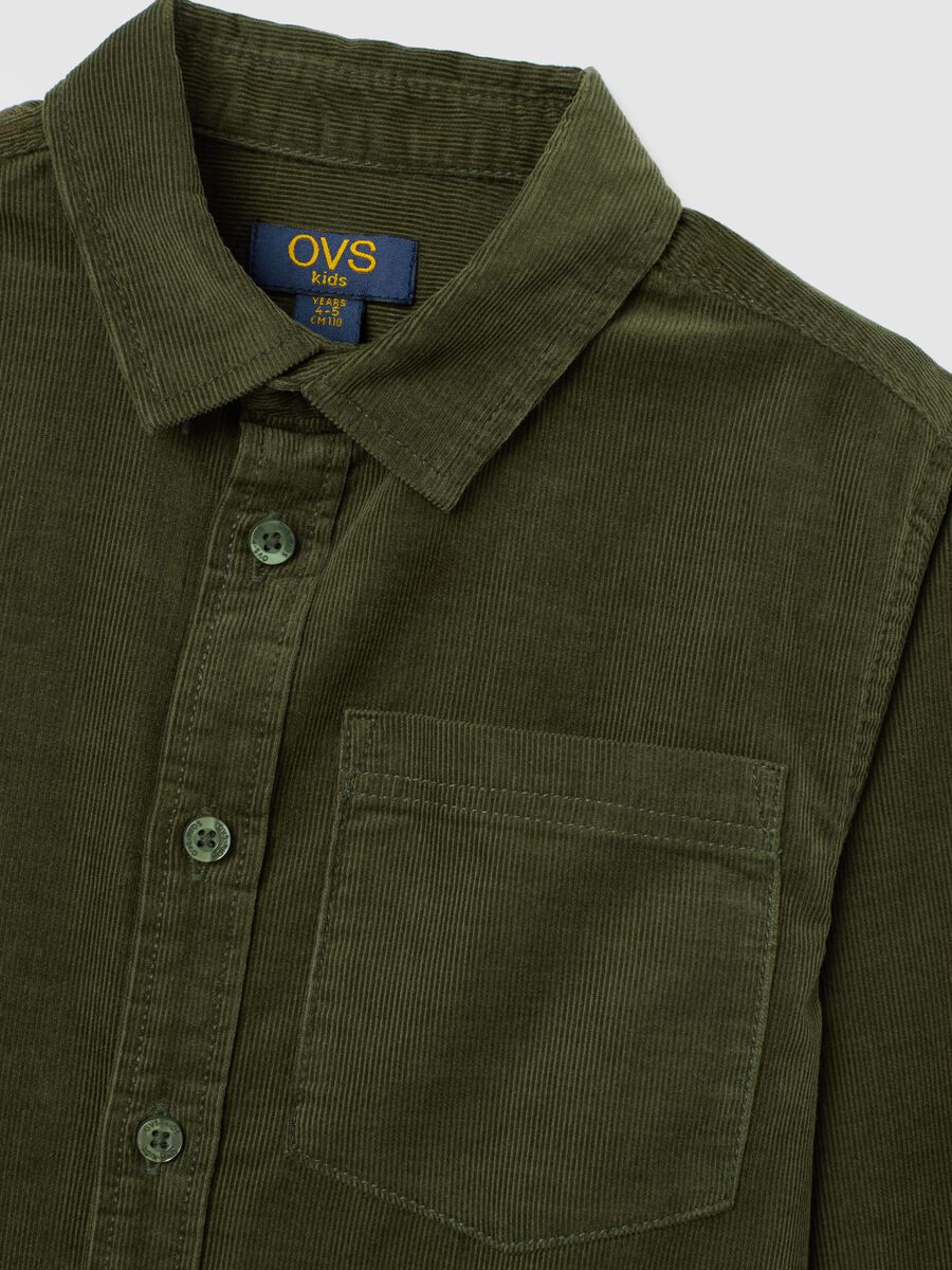 Green regular fit pure cotton child's shirt_2
