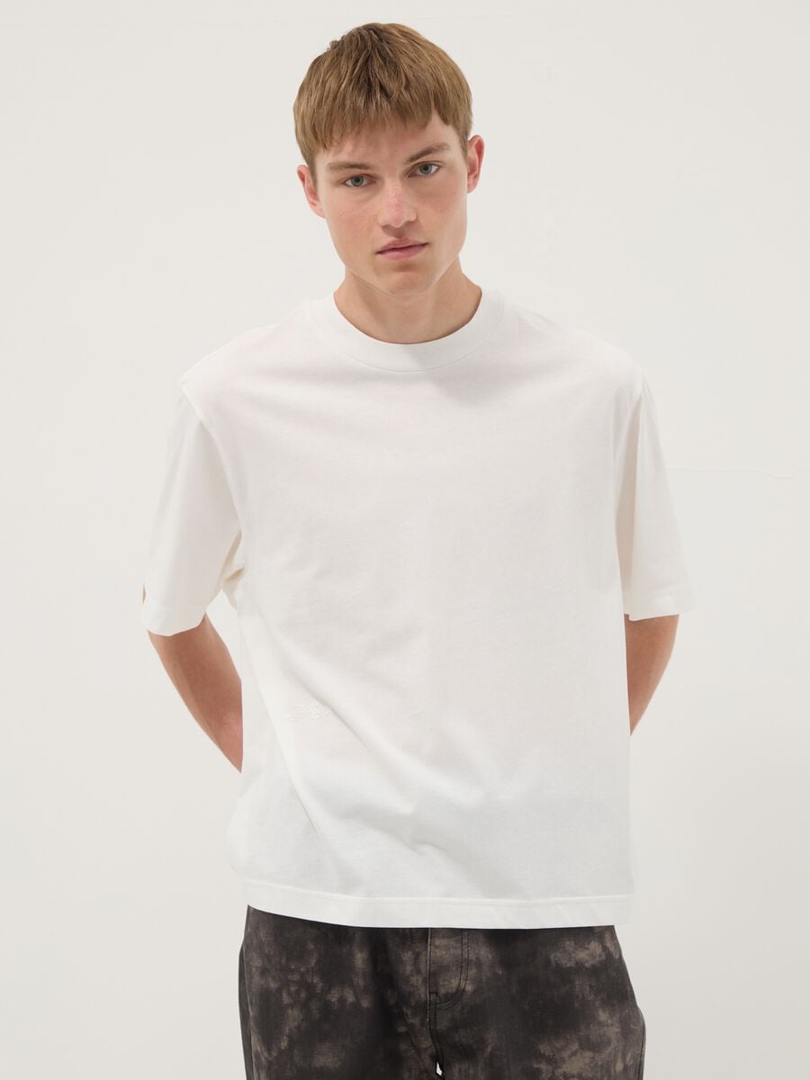 T-shirt bianca in puro cotone a maniche corte_1