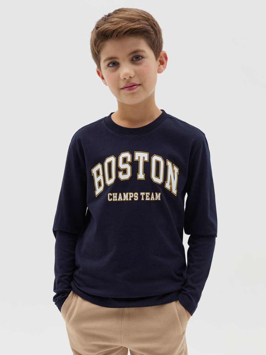Long-sleeved T-shirt with college print_0