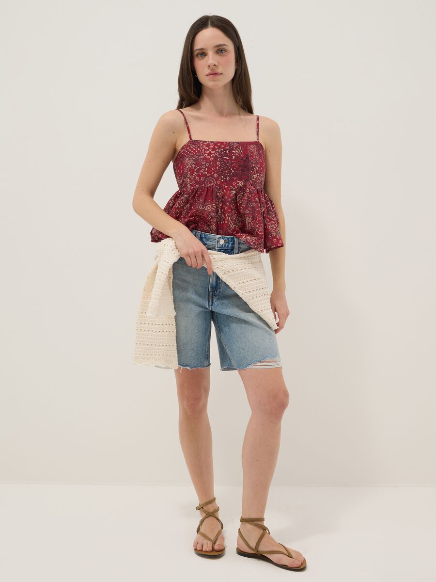 Multicoloured pure cotton regular fit tank top with thin straps_2