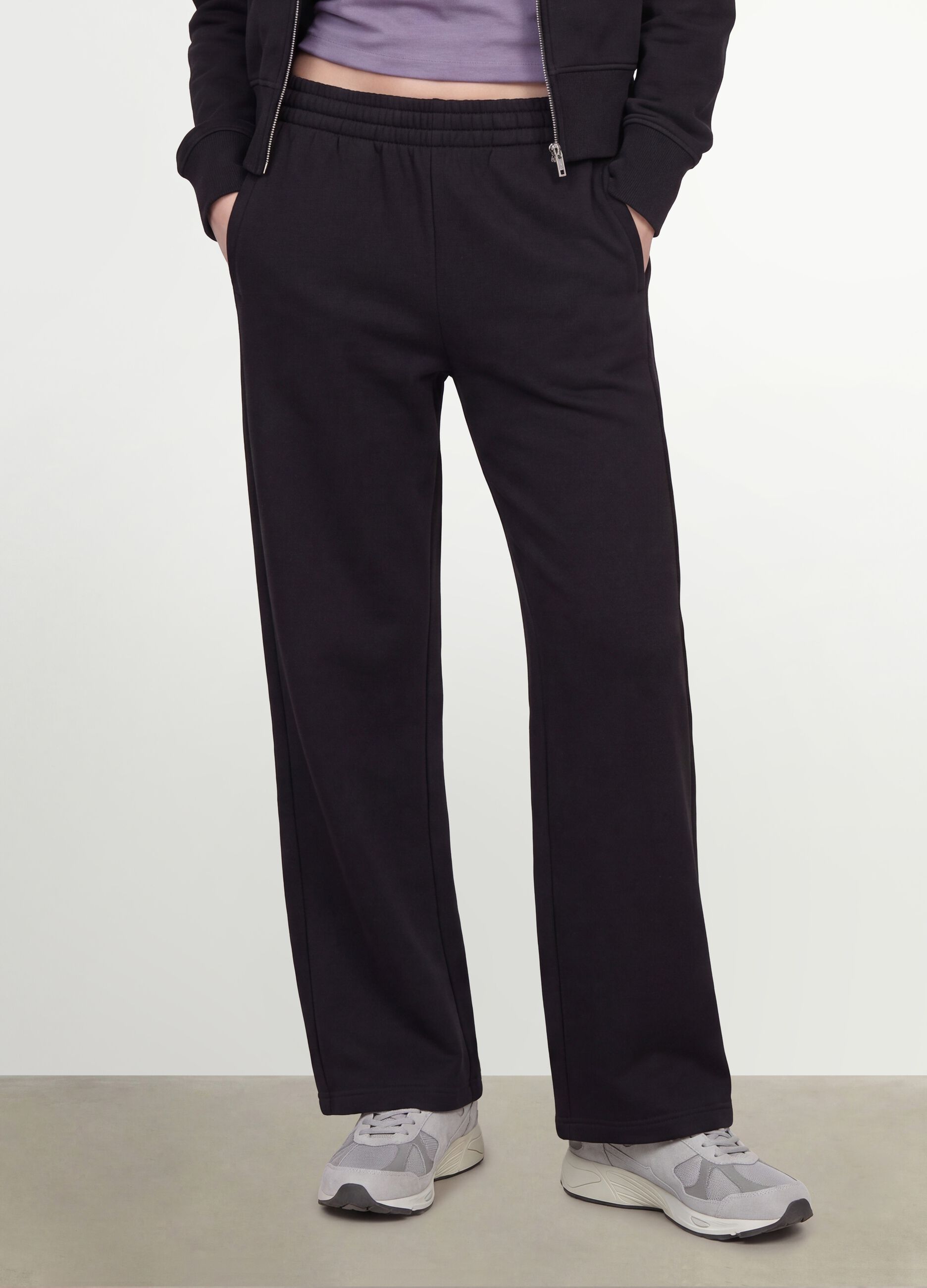 Pantaloni jogger neri in misto cotone straight fit