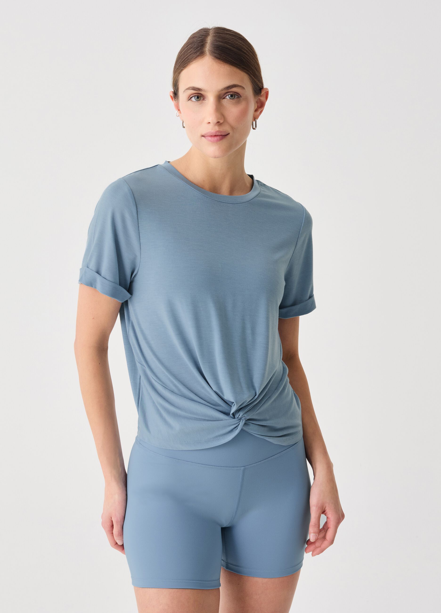 ALTAVIA STUDIO technical fabric T-shirt with knot