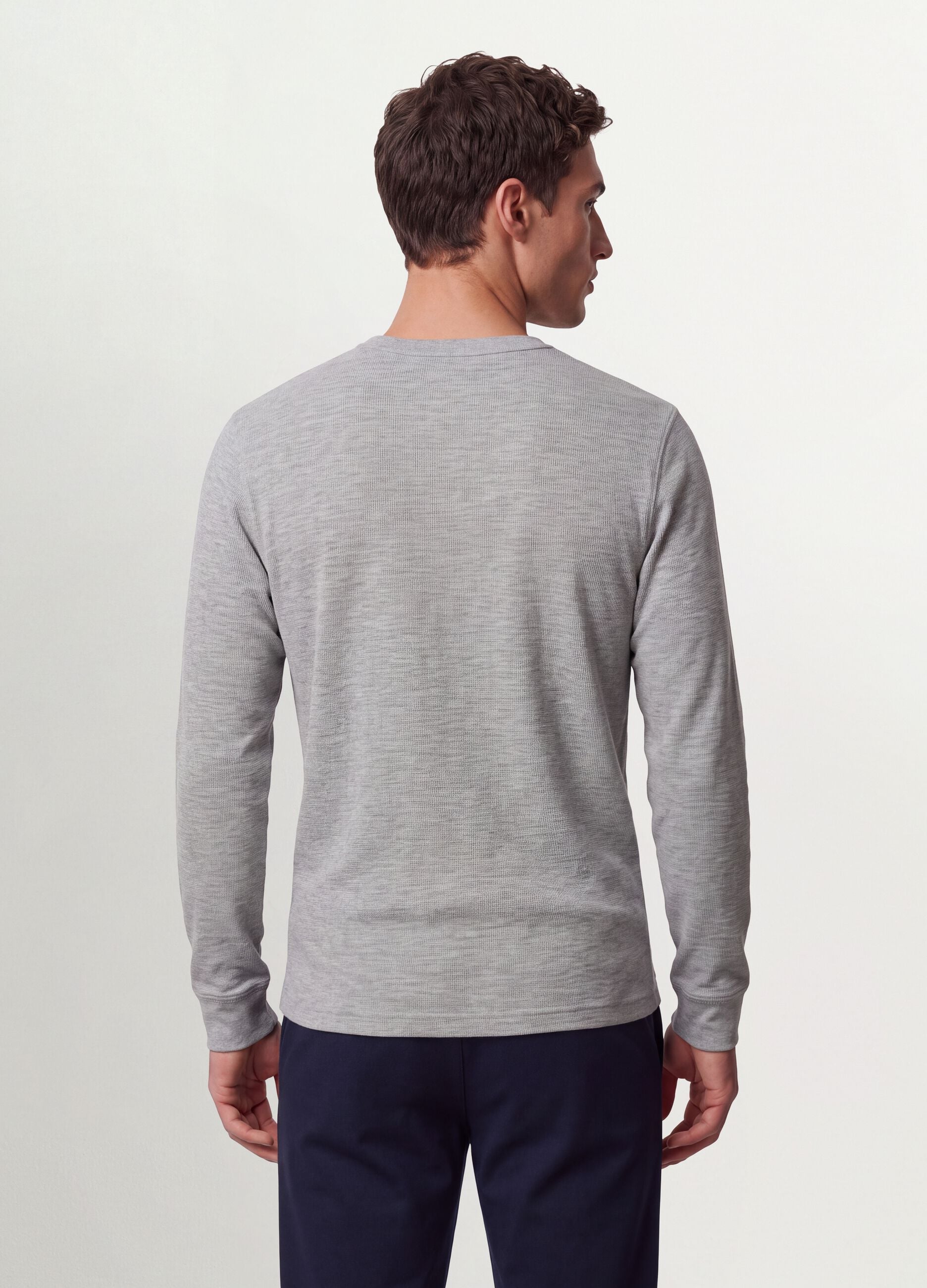 Grey honeycomb viscose-blend T-shirt, regular fit