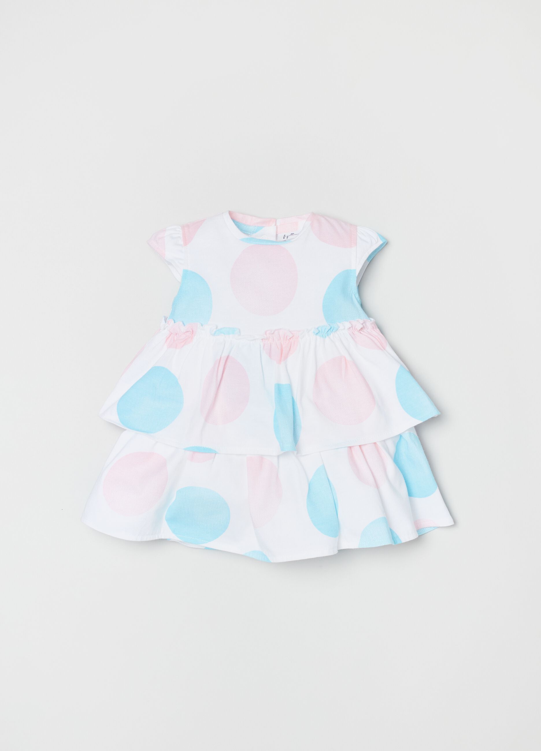 Vestitino a balze stampa cerchi multicolor _0