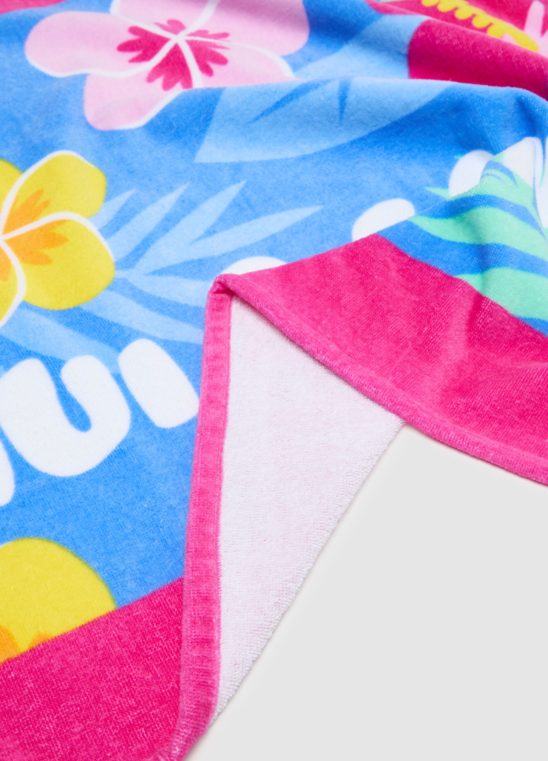 Telo mare da bambina in puro cotone multicolor con stampa floreale