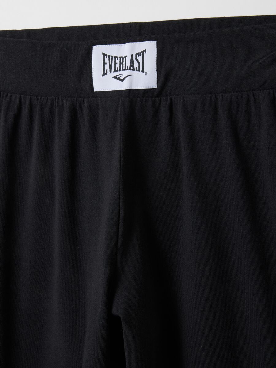 Black stretch cotton leggings with regular fit and Everlast logo_5