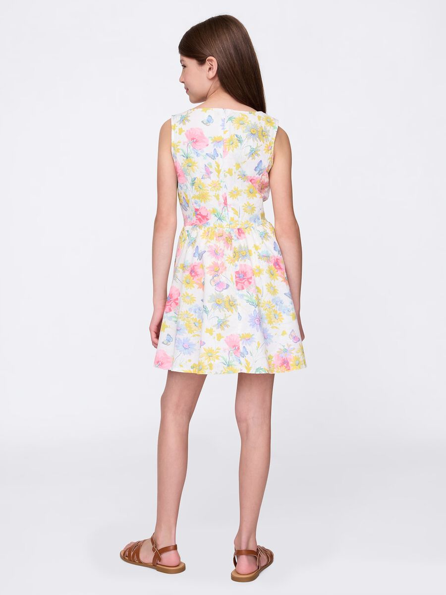 Dress with floral pattern in linen and cotton_1