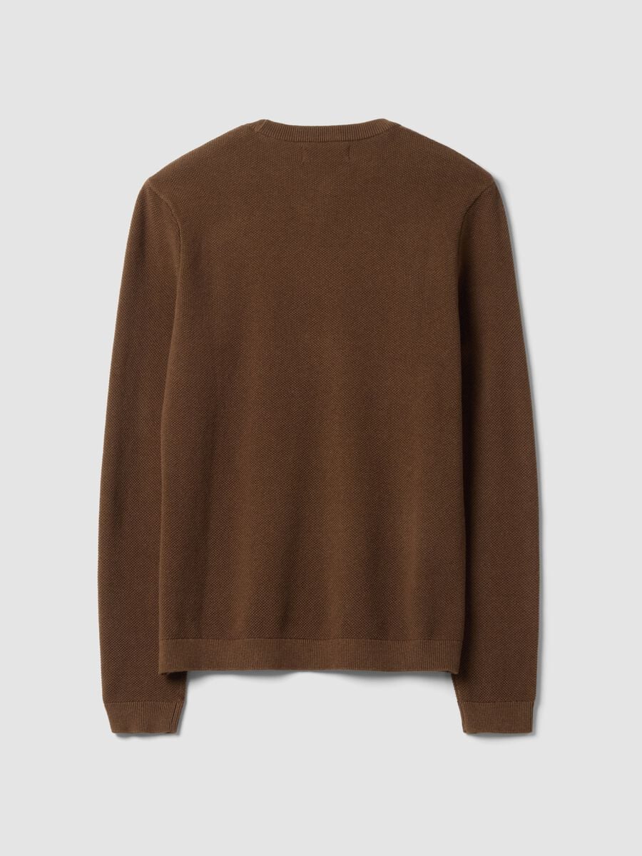 Maglia marrone in puro cotone girocollo regular fit_6