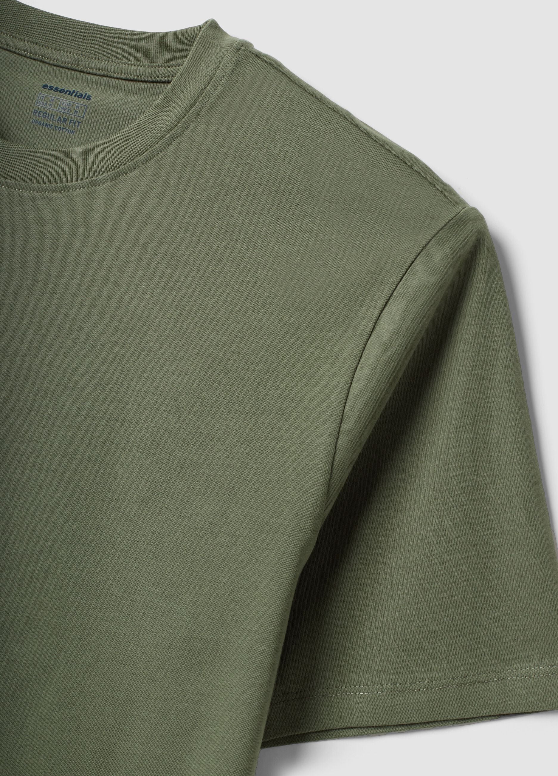 Green regular-fit T-shirt in pure organic cotton jersey