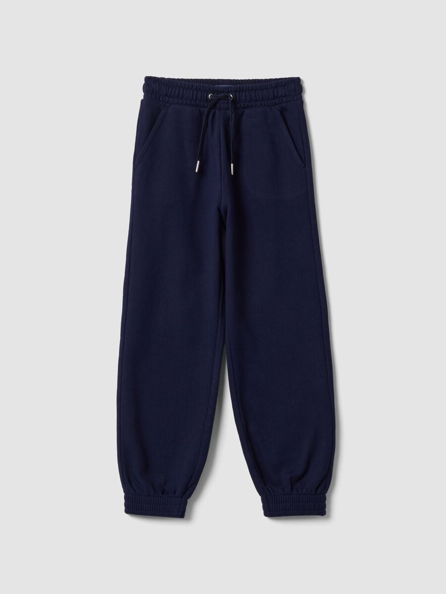 Pantaloni jogger blu in cotone organico_0