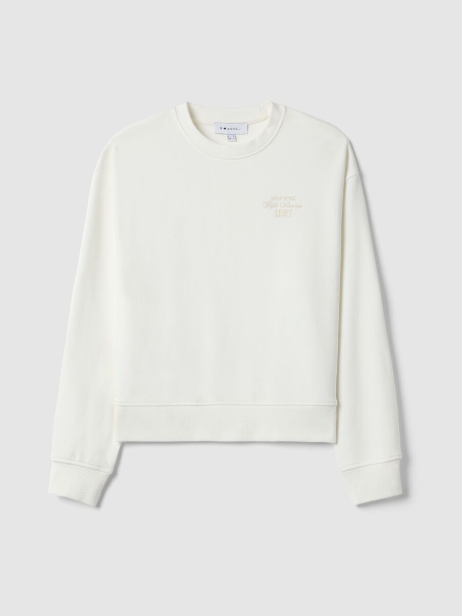 White crewneck sweatshirt in cotton blend regular fit with writing_4