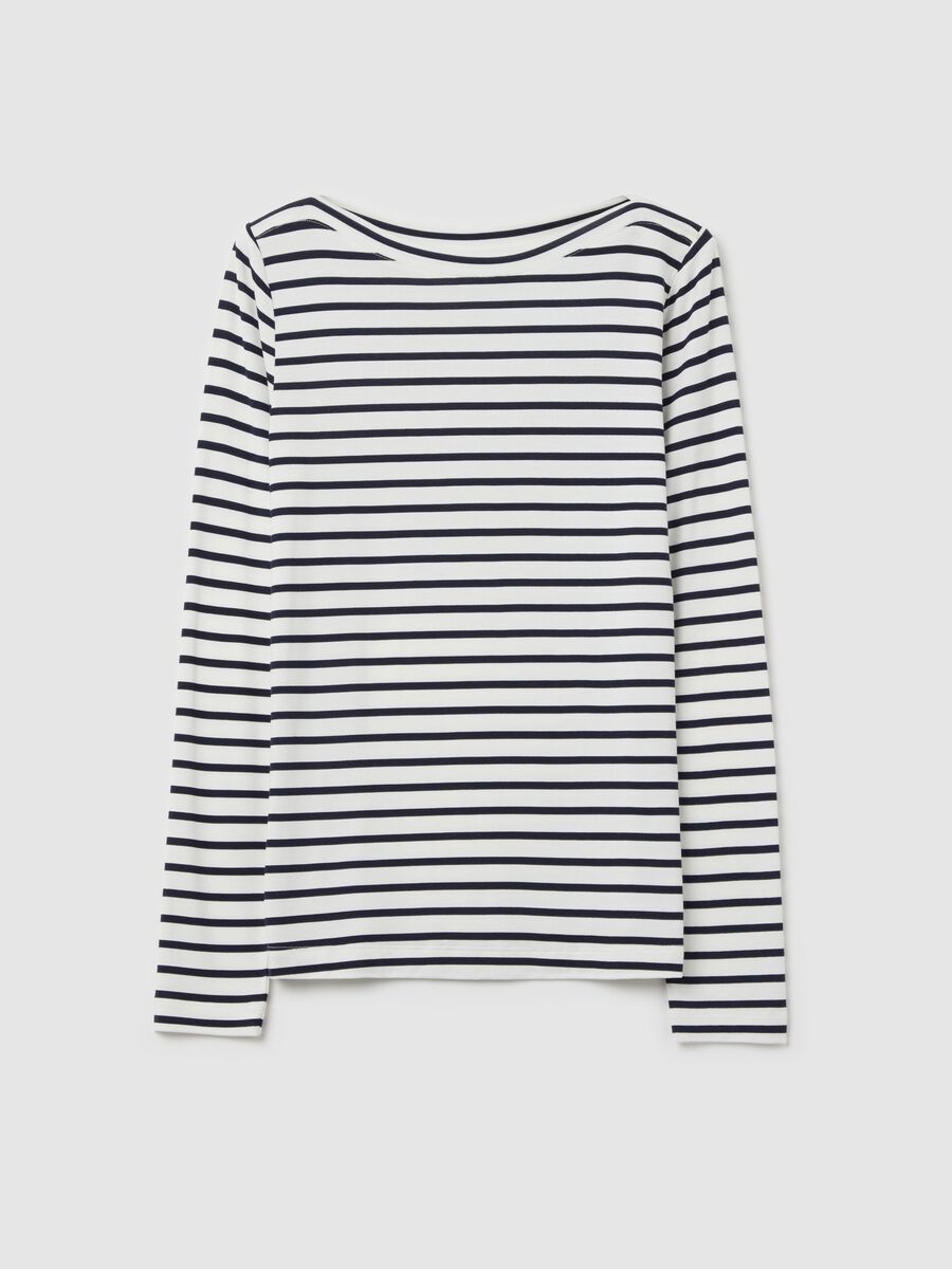 Striped T-shirt with boat neck_4