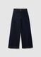 Wide leg stretch denim jeans in blue cotton_0