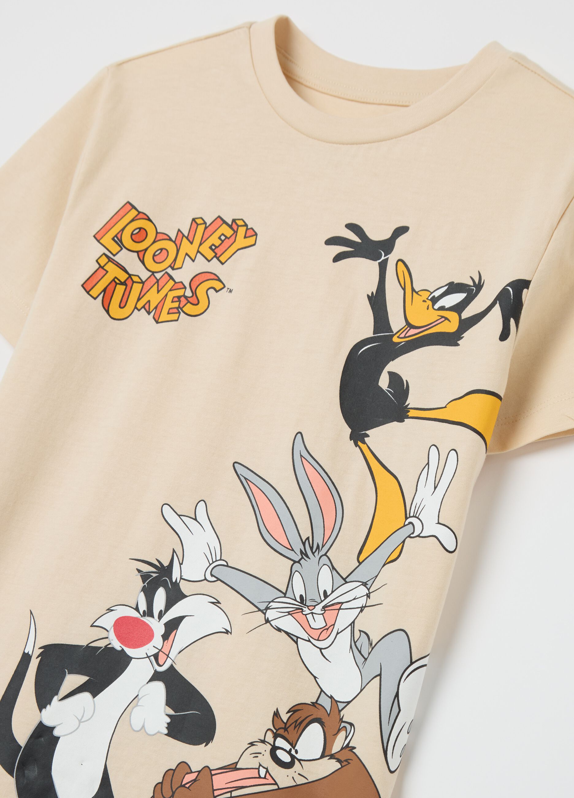 Beige pyjamas in cotton with Bugs Bunny and Taz print