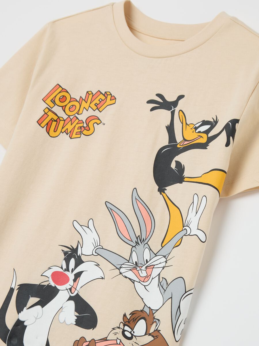 Beige pyjamas in cotton with Bugs Bunny and Taz print_3