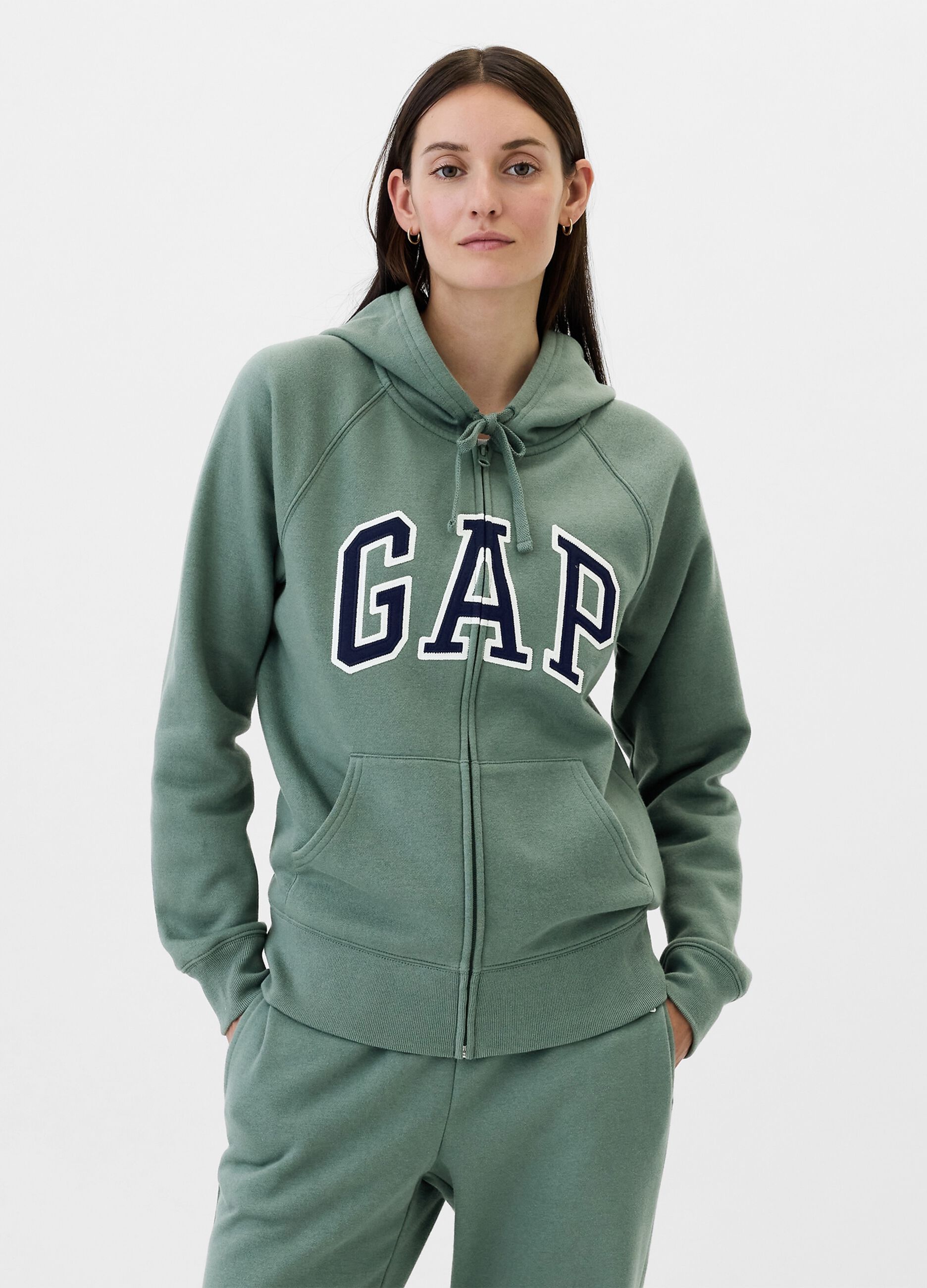Sweatshirt with hood and logo embroidery