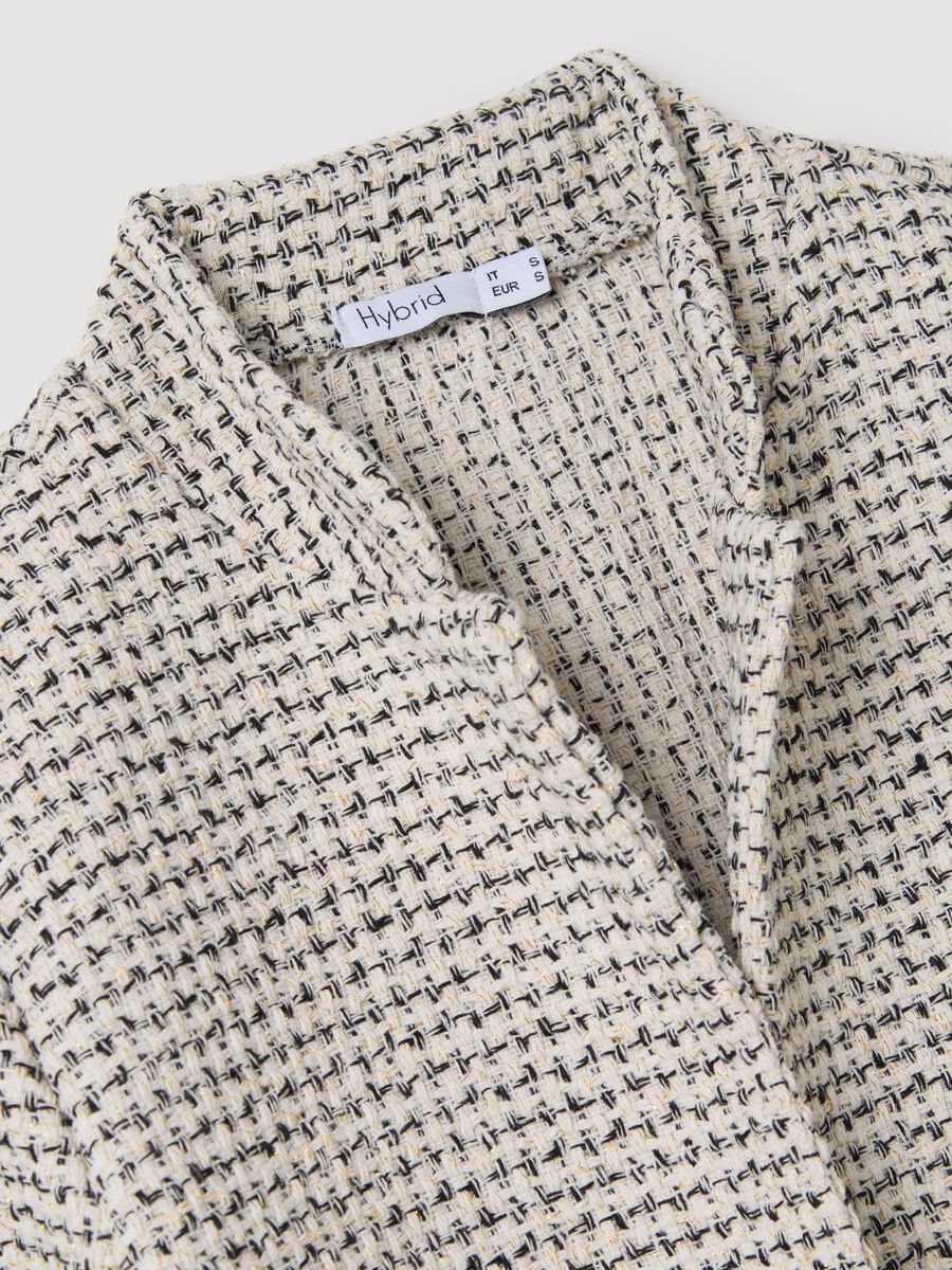 Open beige and black jacket in tweed_5
