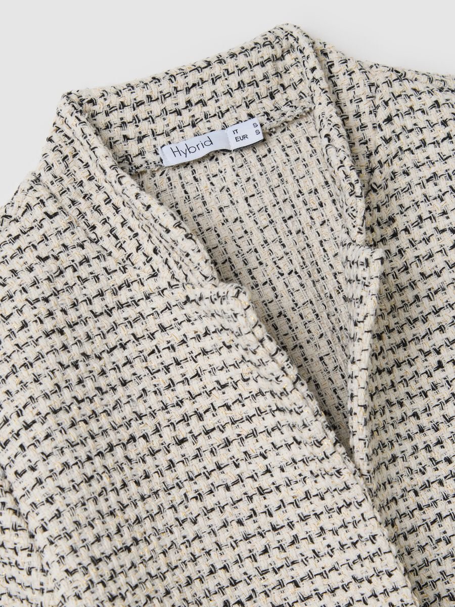 Open beige and black jacket in tweed_5