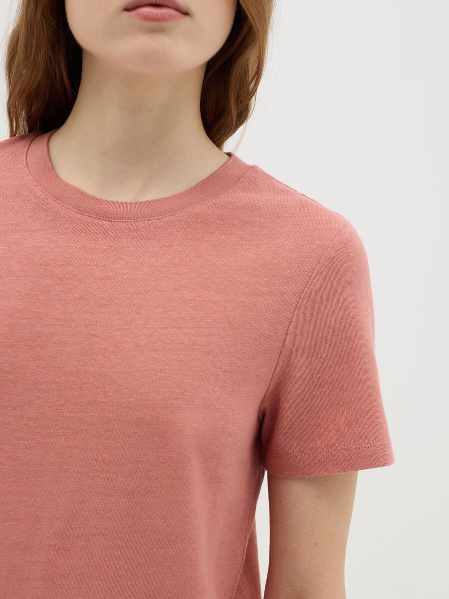 Pink cotton and linen T-shirt_2