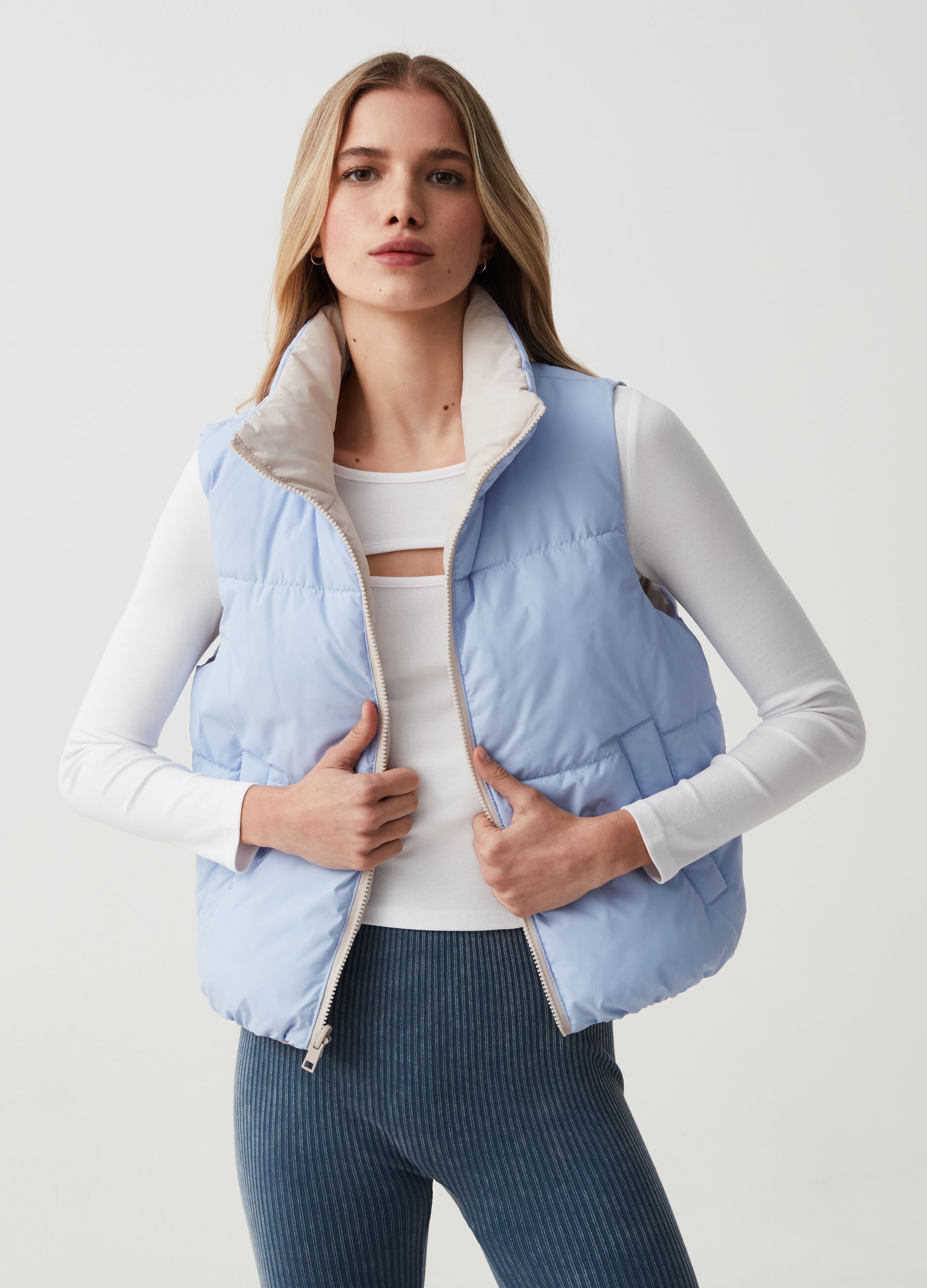 Gilet reversibile ultralight a collo alto