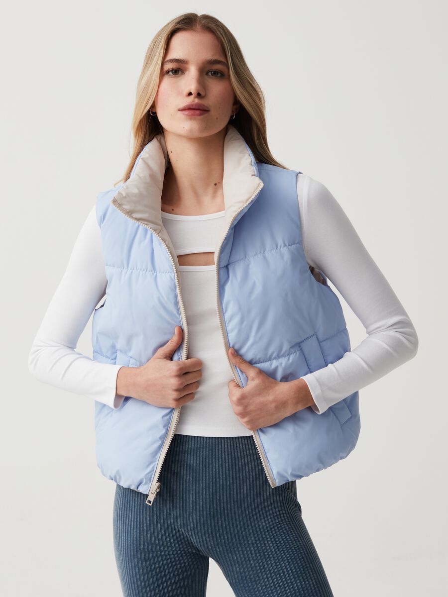 Reversible ultralight gilet with high neck_0